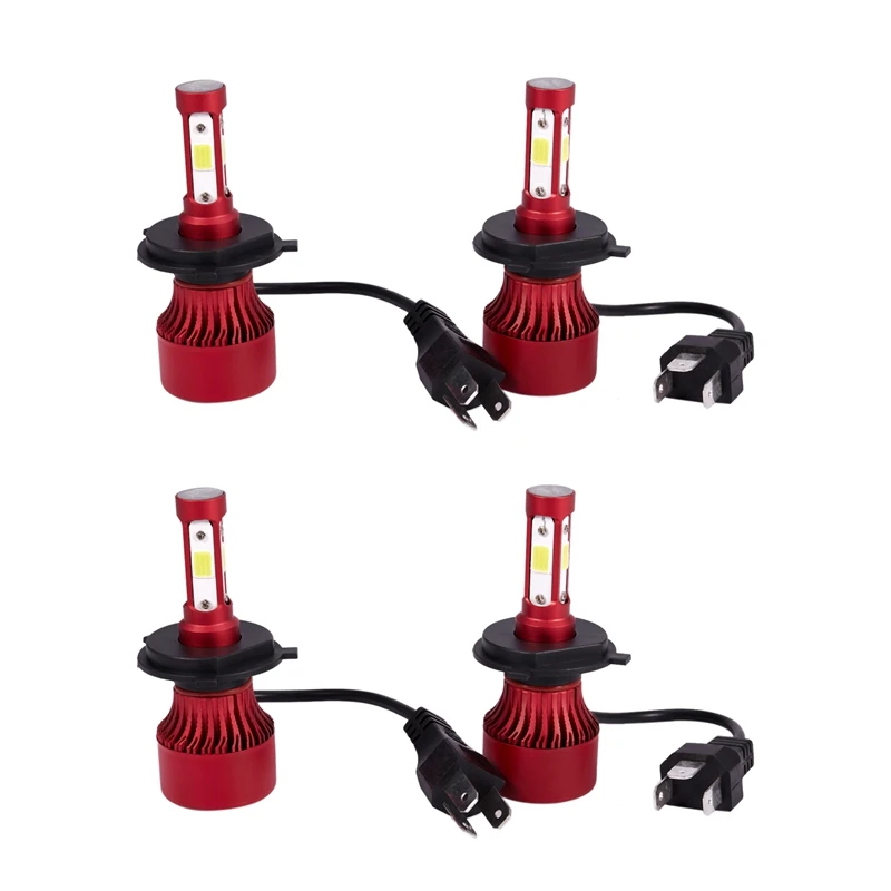 

2 шт., 4-сторонние светодиодные лампы H4 Hb2 9003 2200 Вт 6000 лм