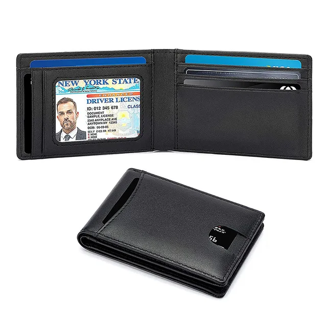Men's Genuine Leather Business Wallet Credit Card Holder Man RFID Blocking Anti Theft Ultra Thin Mini Wallet for Men 2