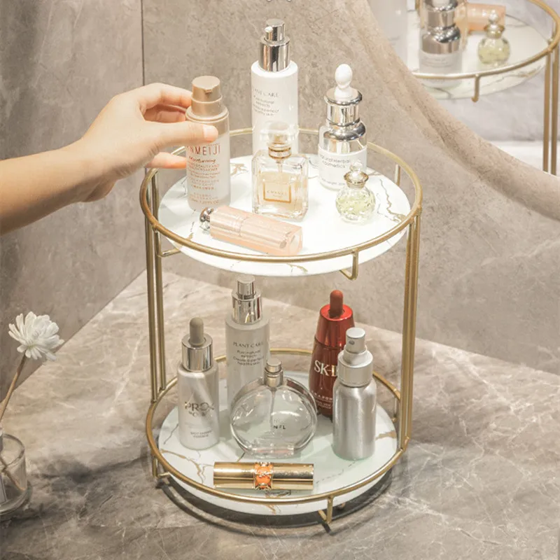 Iron Art Storage Rack Nordic Makeup Organizer Desktop Dressing Table Skin Care Cosmetic Holder Bathroom Countertop Shelf |