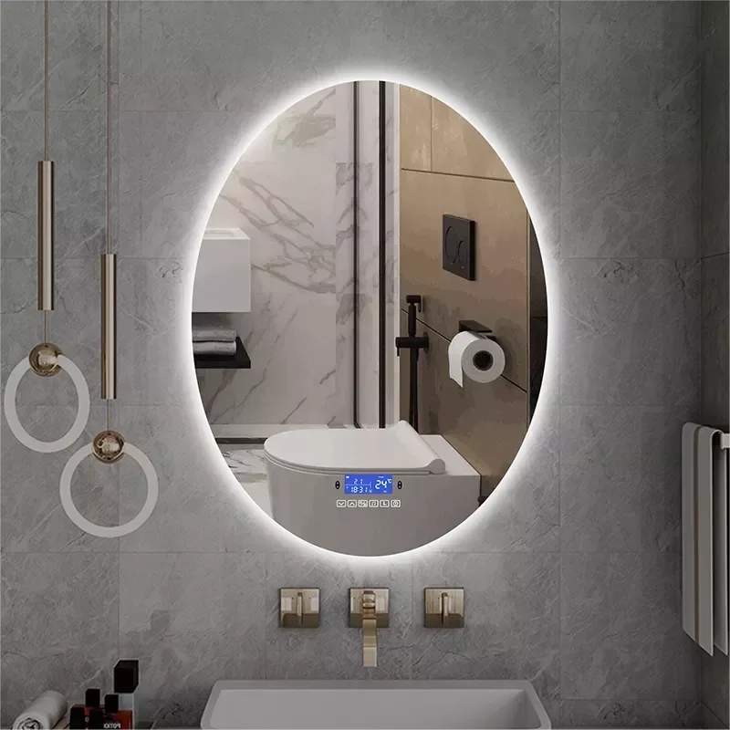 

70x90cm Oval LED Smart Vanity Mirror 3 color Light+Bluetooth+Anti Fog+Human-body induction Makeup backlit Hotel Bathroom mirror