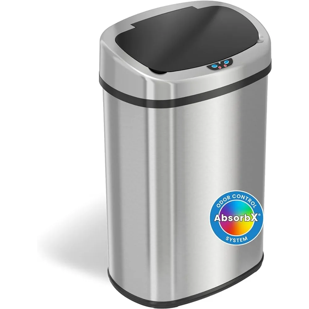 

Oval Shape, Sensor-Activated Lid Garbage Bin for Home, Office, Slim Space-Saving, Battery & AC Adapter not included