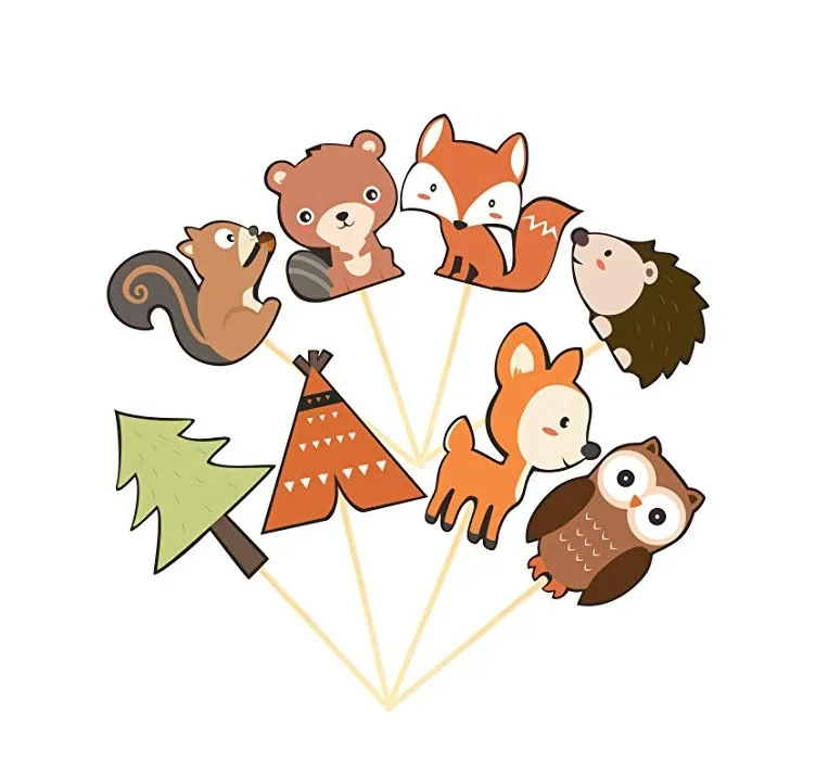 

Бумажные топперы для торта MOONBIFFY Лес и животные