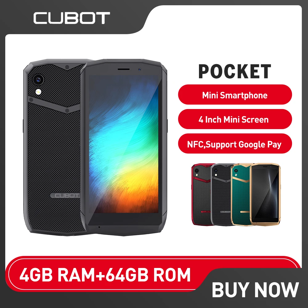 Cubot Pocket Android Mini Smartphone NFC Support 4GB RAM 64GB ROM 128GB Extended 4'' Mini 16MP Camera Dual SIM Mobile Cell Phone