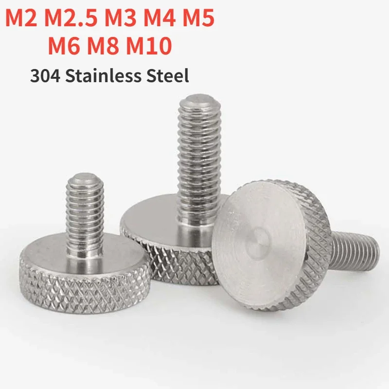 

M2 M2.5 M3 M4 M5 M6 M8 M10 GB835 304 Stainless Steel Knurl Flat Head Hand Tighten Thumb Screw Curtain Wall Glass Thumb Bolts