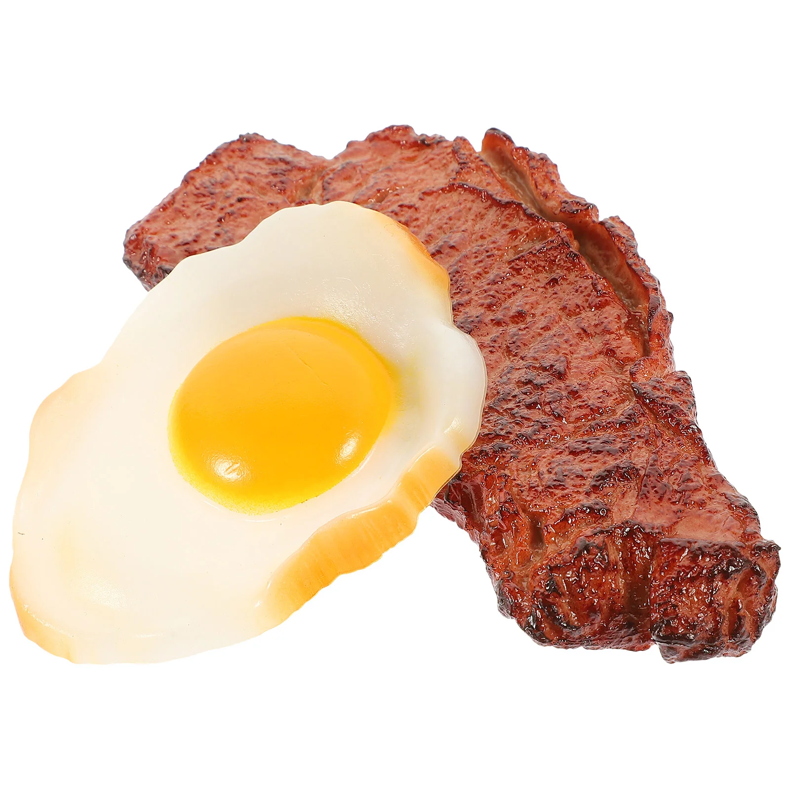

2Pcs Fake Steak Lifelike Cooked Roast Beef Meat Model Fake Fried Egg Model