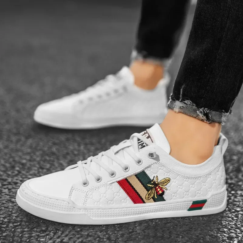 

Туфли мужские с принтом, маленький белый цвет, без застежки, низкая подошва, Повседневная модная обувь, зимний сезон