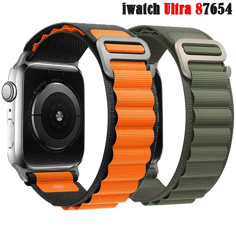 

Ремешок Alpine для Apple watch Ultra 49 мм, спортивный плетеный браслет для iWatch series SE 8 7 6 5 3 44 мм 40 мм, 45 мм 41 мм 42 мм 38 мм