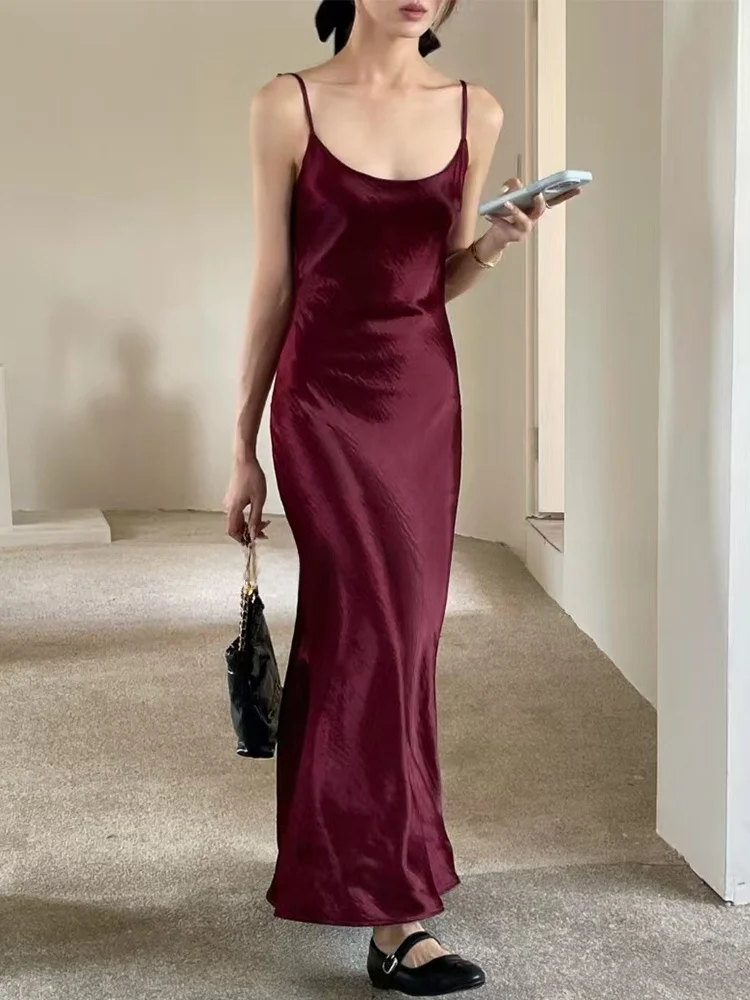 Ankela красное расширенное платье на бретельках из уксуса женское осеннее новое