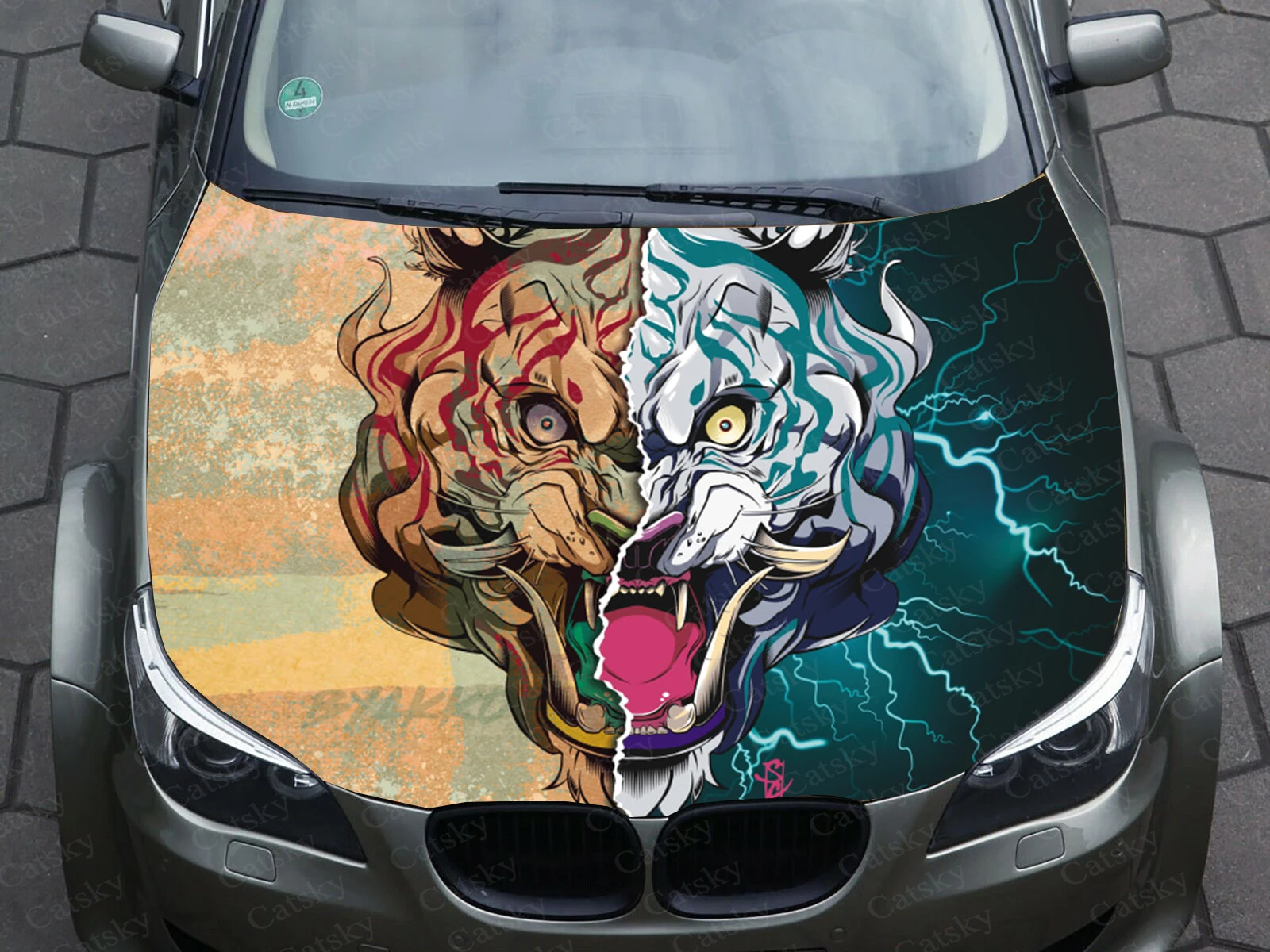 

Яркая виниловая наклейка в виде животного тигра, графическая упаковка, наклейка, графическая наклейка на капот, подходит для любого автомобиля