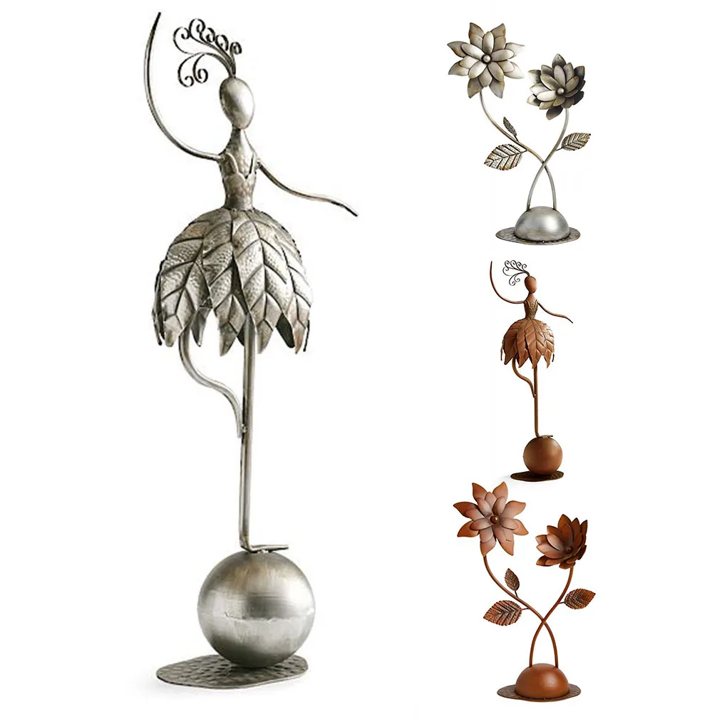 

Железная статуя для сада, искусственная скульптура, украшение, Ремесленная фигурка, подарок на новоселье для серебряной девушки