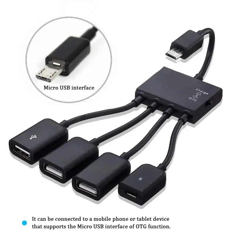 

Micro Usb To 2 Otg Phone Charger Portable 4in1 4 Port Hub Multifunction For Samsung Galaxy S3 For Mouse Keyboard Cable Splitter