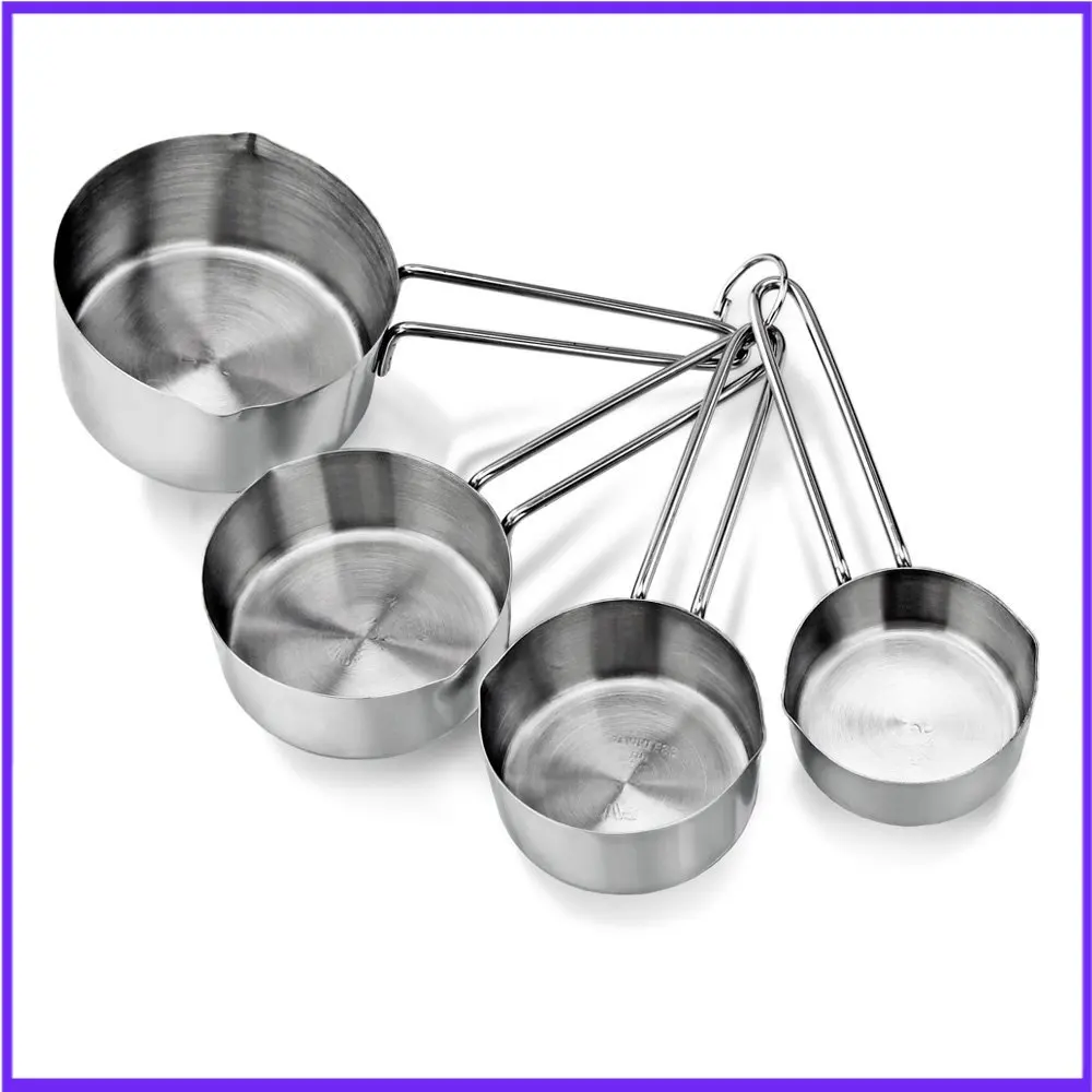 

4 PCS Solid Sturdy Stainless Steel Stackable Measuring Cups Set to Measure Dry and Liquid Ingredients for Kitchen Cooking Baking