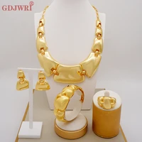 2022 fashion exquisite brazilian gold large dubai costume jewelry set italian bridal wedding banquet party gift jewellery set