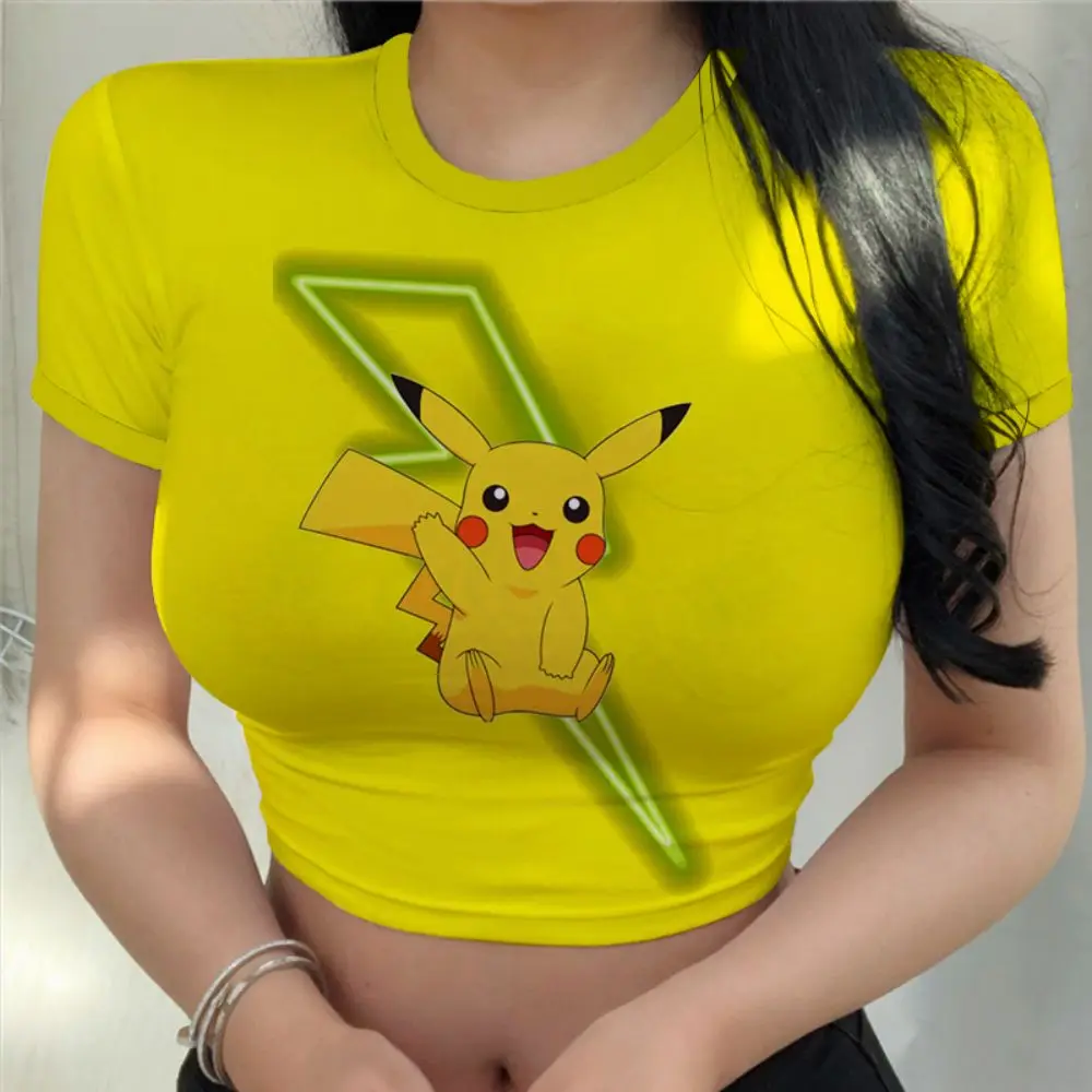 

Kawaii одежда топы Короткий Топ Harajuku аниме футболка покемон Мода Y2k одежда женские футболки лето 2023 Сексуальная Новая Пикачу