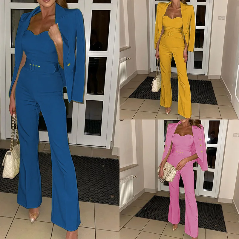

2023 Autumn New Fashion Long Sleeve Trouser Jumpsuit Set Womens Two Peice Sets