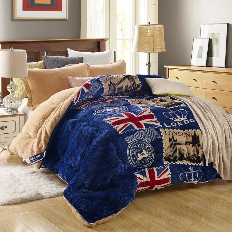 

220x240cm Thicken Quilted Winter Warm Quilt Lamb Wool Duvets Stitch Cashmere Comforter Blanket Home Textiles Bedding Room Decor