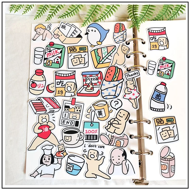 

Корейские милые Мультяшные популярные милые наклейки для закусок в стиле Ins, справочник в комиксном стиле, украшения для открыток «сделай сам», клейкие наклейки, канцелярские принадлежности