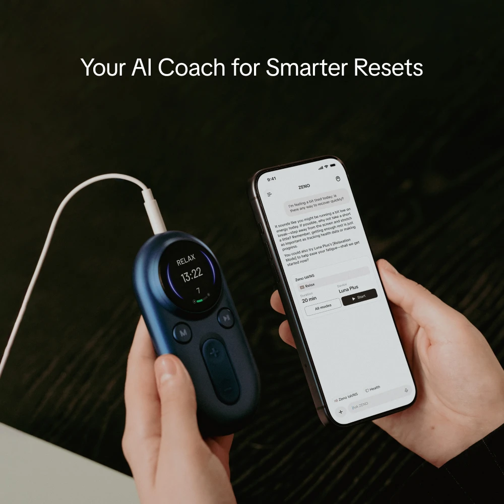 Фото ZenoWell Luna Plus: Стимулятор вагусного нерва с ИИ-тренером для глубокого сна, снятия стресса, нормализации ВСР и устранения головной боли без лекарств №2