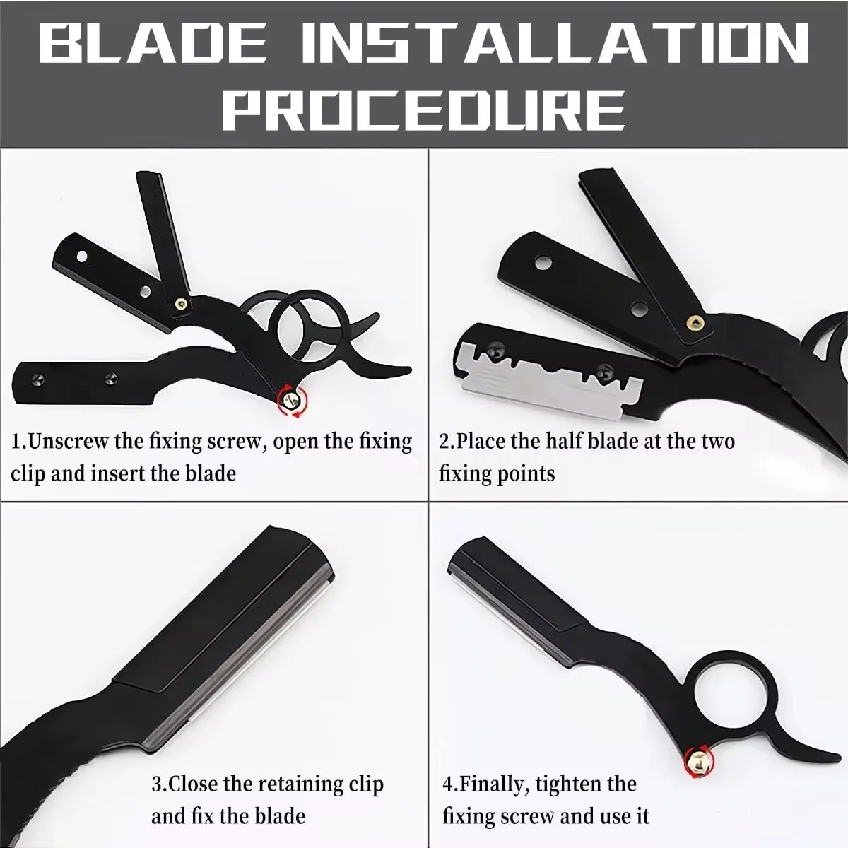 Профессиональный Набор Ручных Бритв 1 + 10 Лезвий Прямой Край Острая