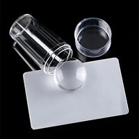 silicone transparent nail art stamping kit french for manicure plate stamp polish stencil template seal stamper scraper