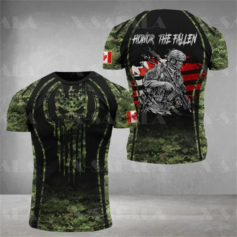 

3D Canada Camouflage Print T Shirt For Men ARMY VETERAN Combat Military Camo Canadian Soldiers T-shirt Beige Field Short Sleeve