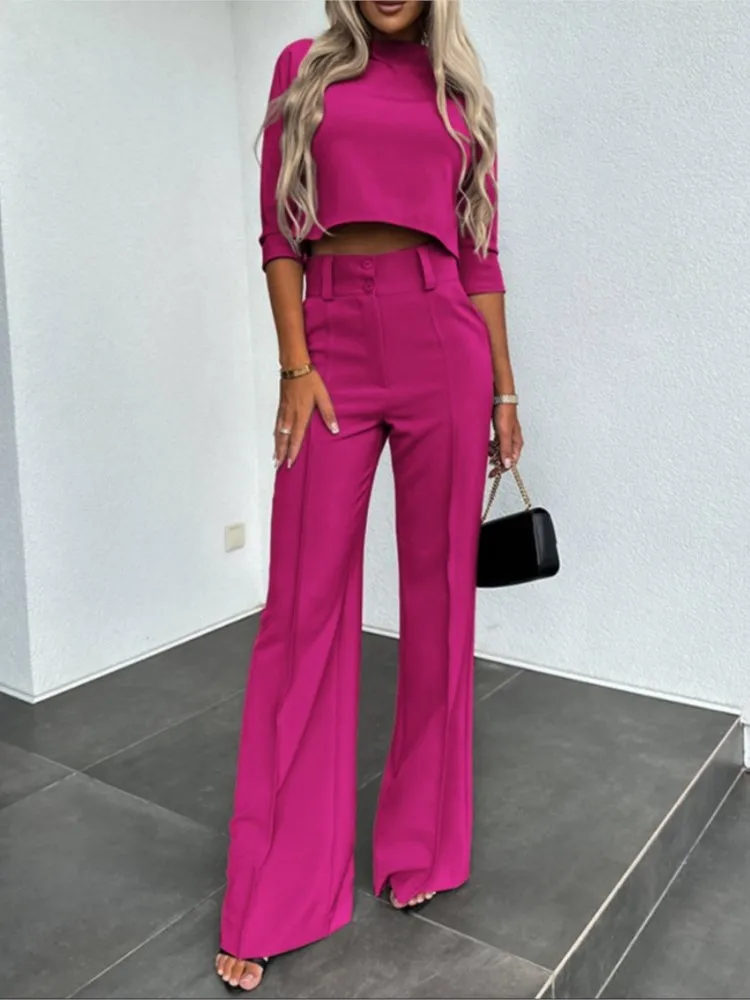 Женский комплект из двух предметов маленькие брюки с высоким воротником и