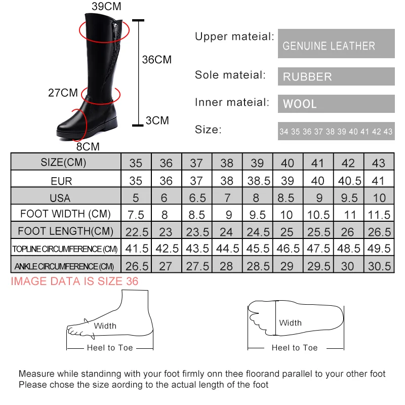 AIYUQI Women Winter Boots 2023 New Genuine Leather Women Long Boots Anti Slip Large Size 41 42 43 Wool Warm Knight Boots Women