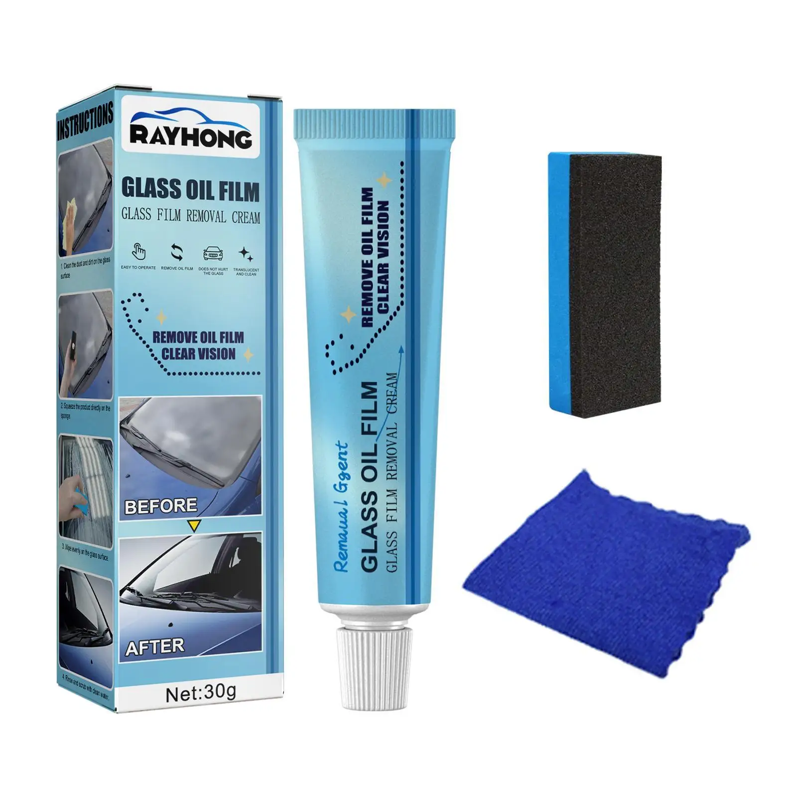 

Universal Car Glass Polishing Degreaser Cleaner Oil Film Clean Polish Paste For Bathroom Window Glass Windshield Windscreen