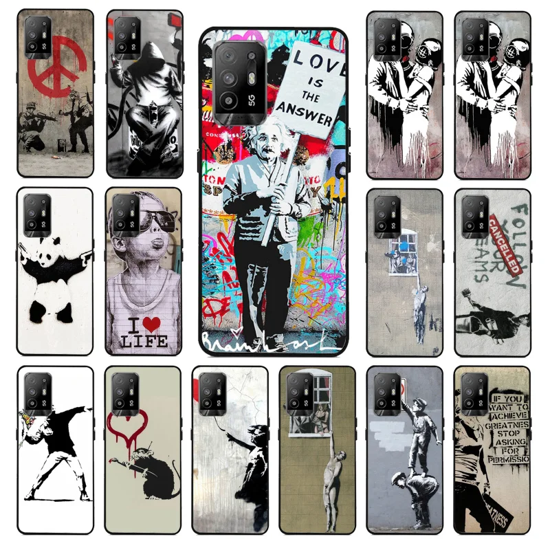

Street Art Banksy Graffiti Phone Case for OPPO A54 A74 A94 A53 A53S A9 A5 A15 A91 A95 A73 A31 A52 A93 A92