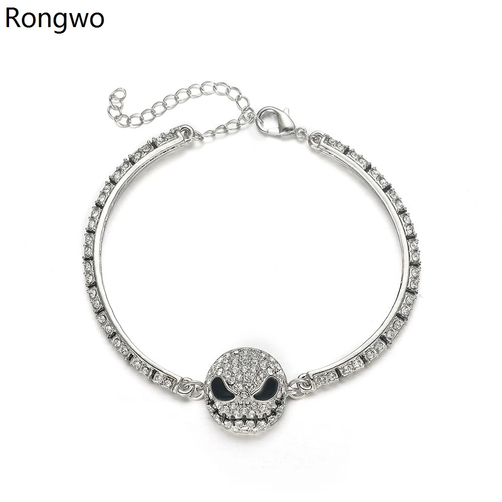 

Rongwo Nightmare Before Christmas Bracelet Skeleton Ghost Horror Inlaid Crystal Bangle Movie Jewelry for Women Girls