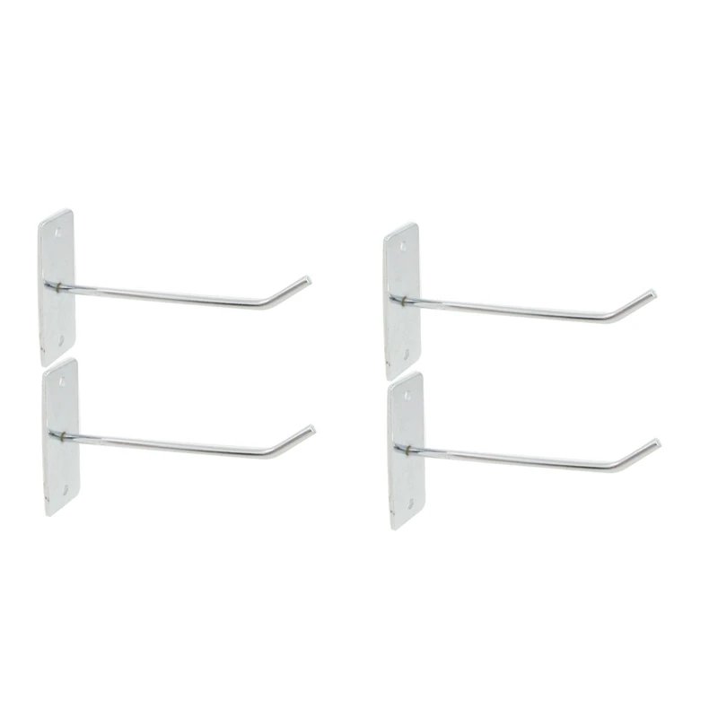 

4 Pcs Wall Board Hanger Metal Clothes Towels Display Hook Silver Tone