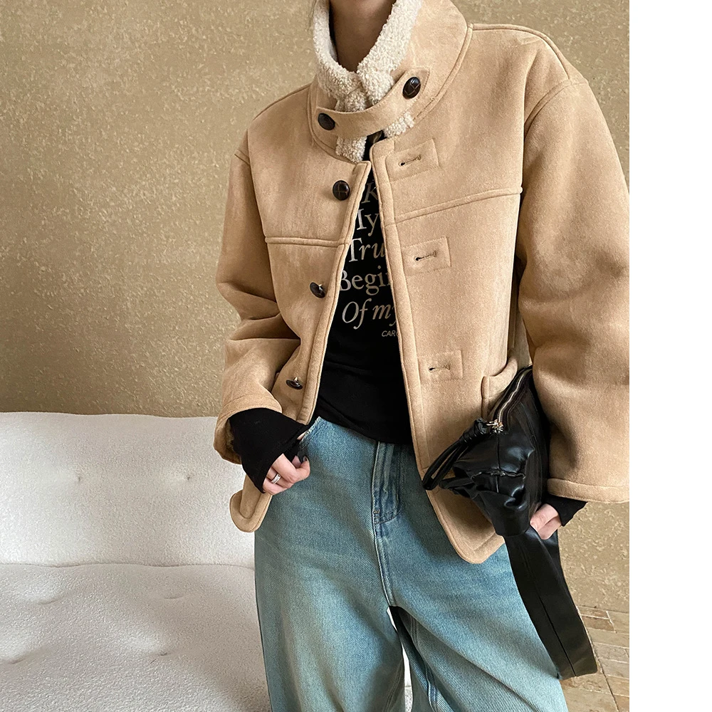 30% шерсть новое женское зимнее теплое толстое пальто куртка меховое с отложным