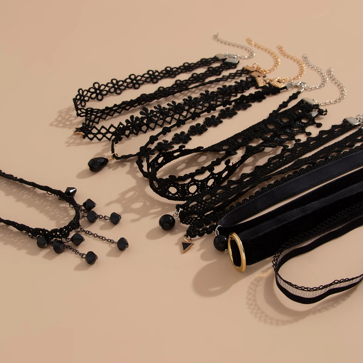 KunJoe 20 шт./комплект. винтажное черное кружевное регулируемое ожерелье чокер для