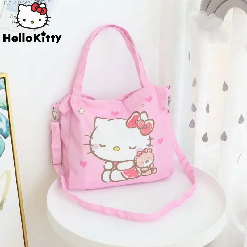 

Sanrio Hello Kitty Melody Kuromi Cinnamoroll Ourin Pochacco Student Crossbody Bag Y2k Cute Cartoon Dual-use Canvas Shoulder Bag