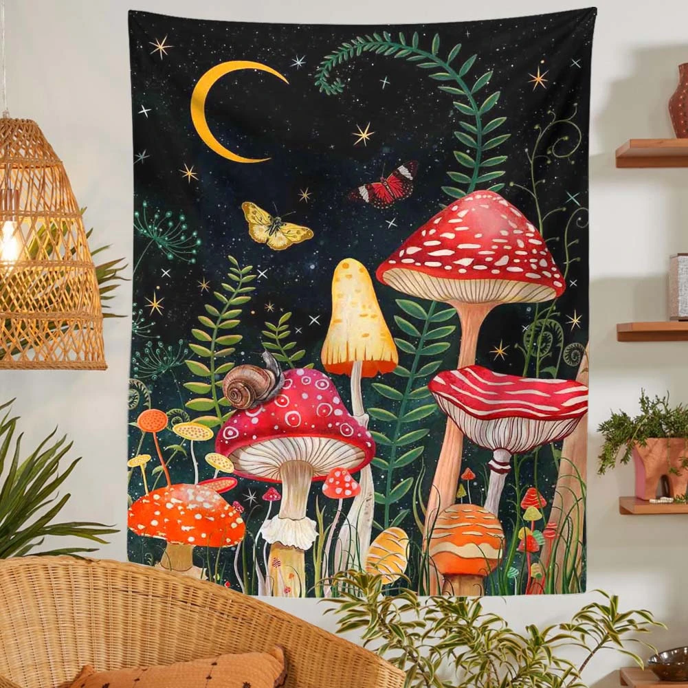 

Tapiz De Seta, tapiz de luna y estrella, tapiz bohemio Vertical, tapices estéticos, colgante de pared para dormitorio