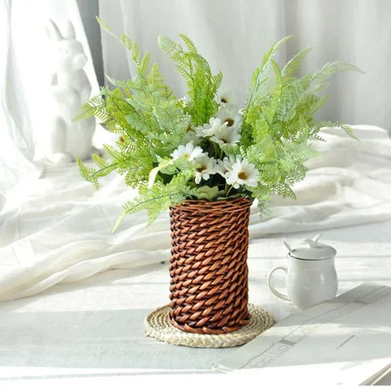 Ручная плетеная корзина для цветов ивы ваза из ротанга орнамент вставленный