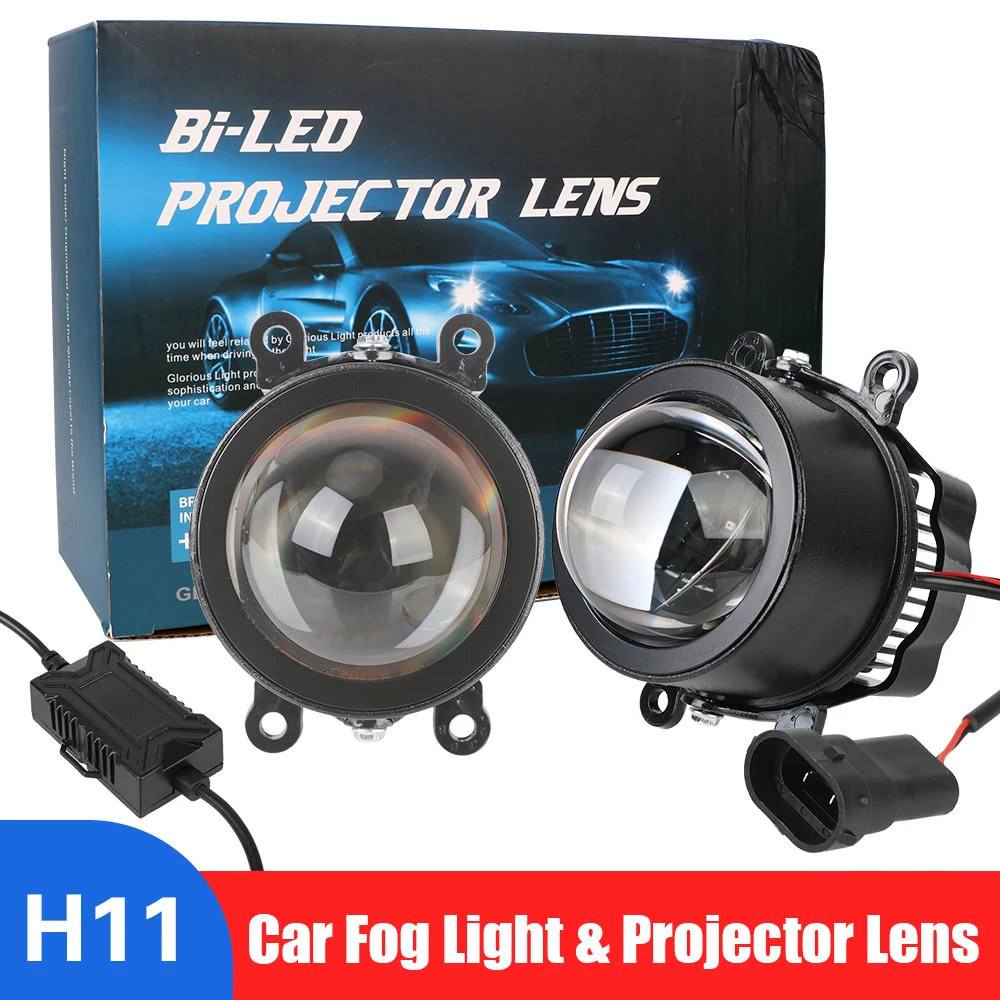 

Car Fog Light L/H Beam Auto Accessories 12V 55W 6000K 6000LM Laser Projector Lens Super Bright Spotlight 2pcs H11 Bi LED