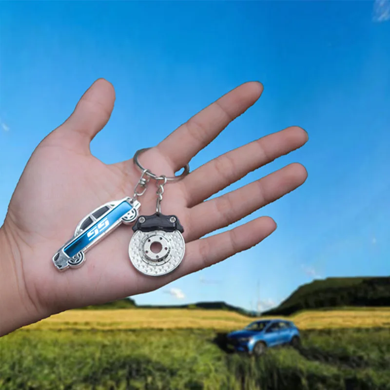 

SS Fashion Metal Car Model Brake Disc Ladies Men Keychain Bag Pendant Key Ring Carinside and Outside Accessories Jewelr