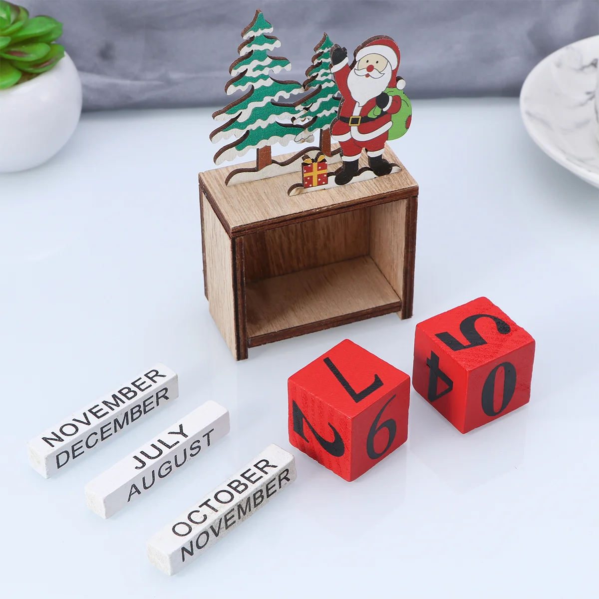 Рождественский деревянный календарь декор настольный многоразовый вечный