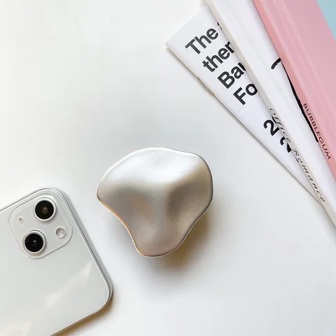 Luxury Irregular Silver Gold Metal Universal Phone Holder Bracket Griptok For iPhone 14 Pro Grip Tok Folding Finger Stand Socket