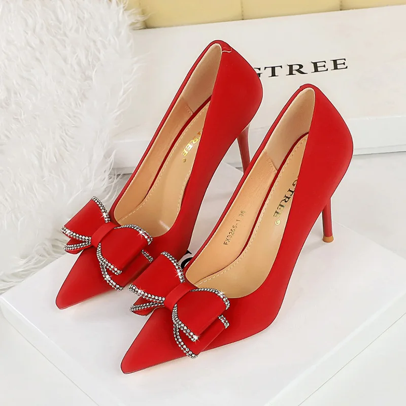 Туфли-лодочки BIGTREE в Корейском стиле шелковые туфли на очень высоком каблуке 10 см