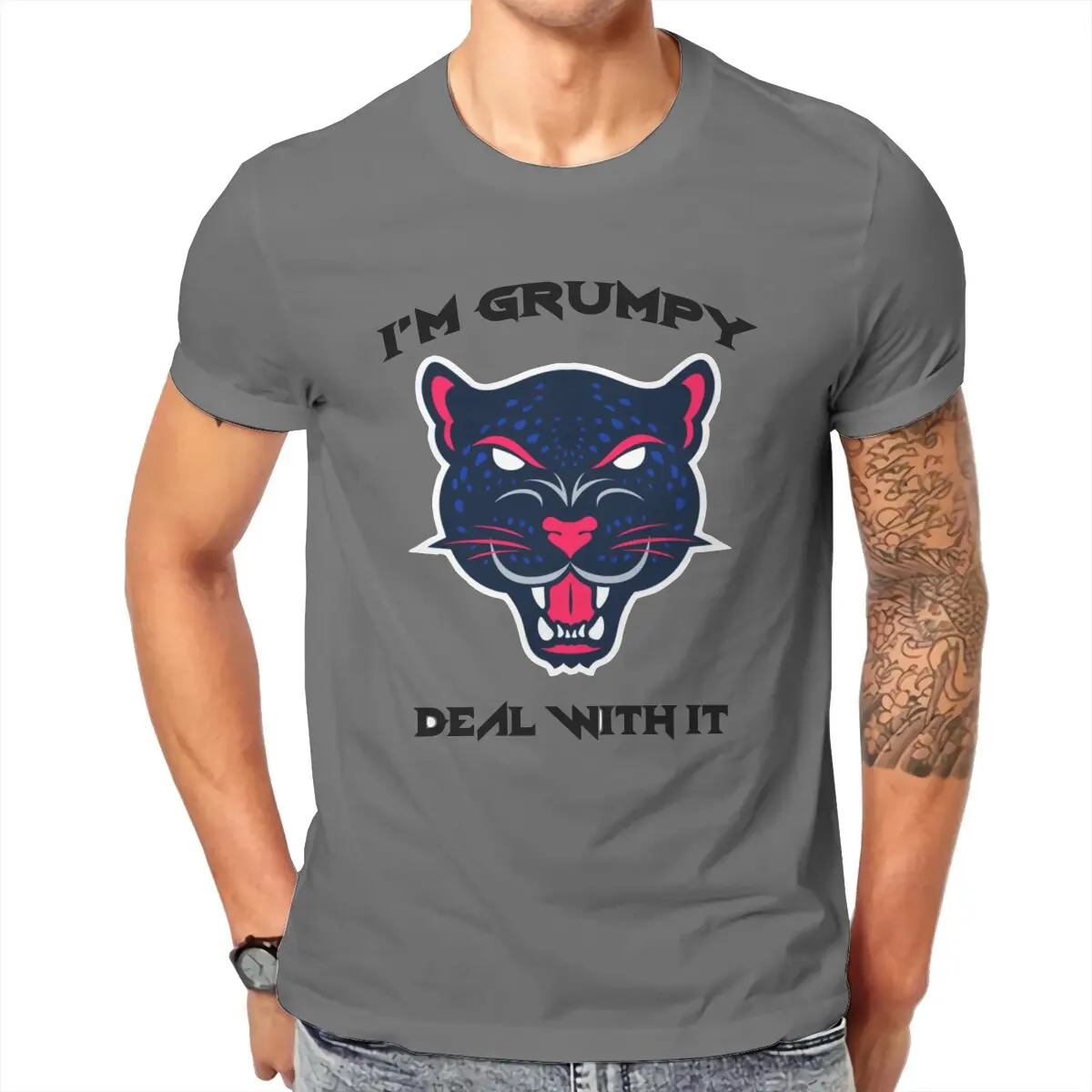 

I Am So Grumpy Deal With It Men T Shirts Premium Scoop Anger Vintage Tee Shirt Short Sleeve O Neck T-Shirt Cotton Summer Tops