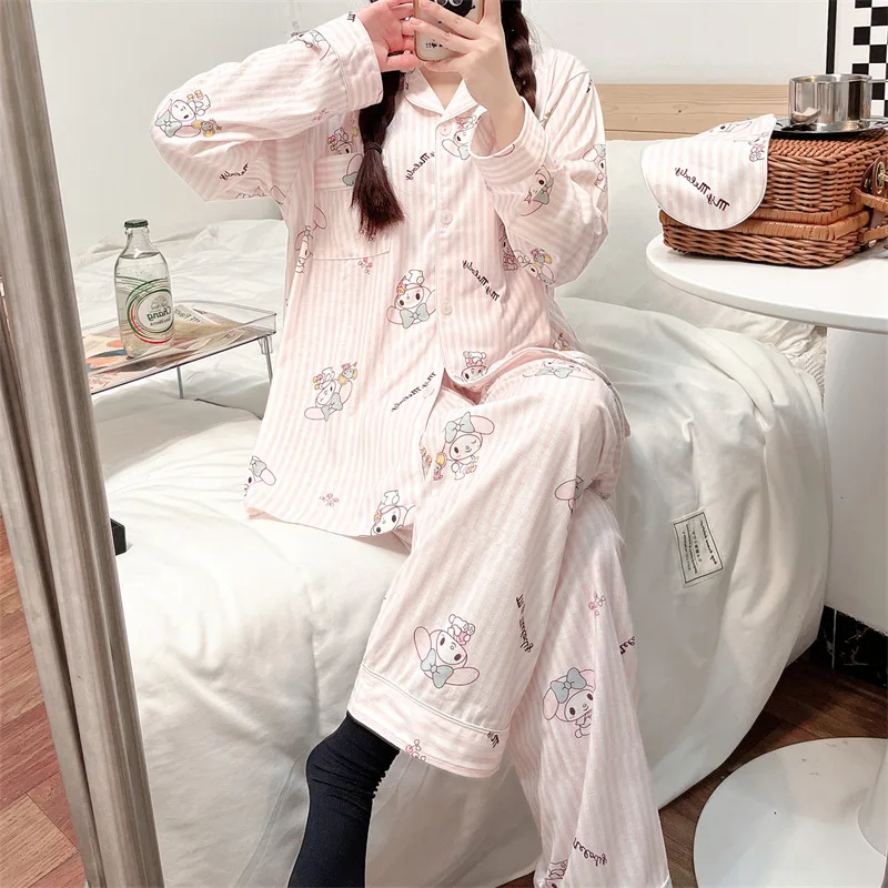 

Kawaii Sanrios My Melody Pajama Sets Cartoon Anime Spring Pajamas Girls Cute Long-sleeved Trousers Homewear Set