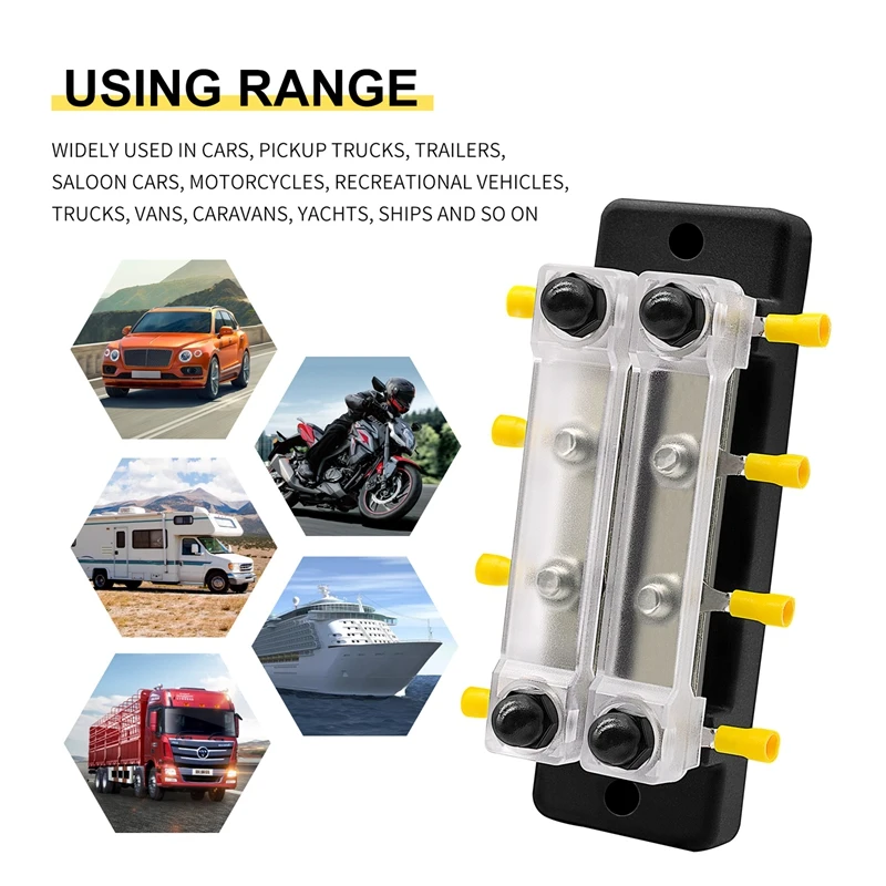 

2 Way Dual Row Terminal 150A Bus Bar Block Ground Distribution With Terminal For Auto Marine Car Trailer RV Boat