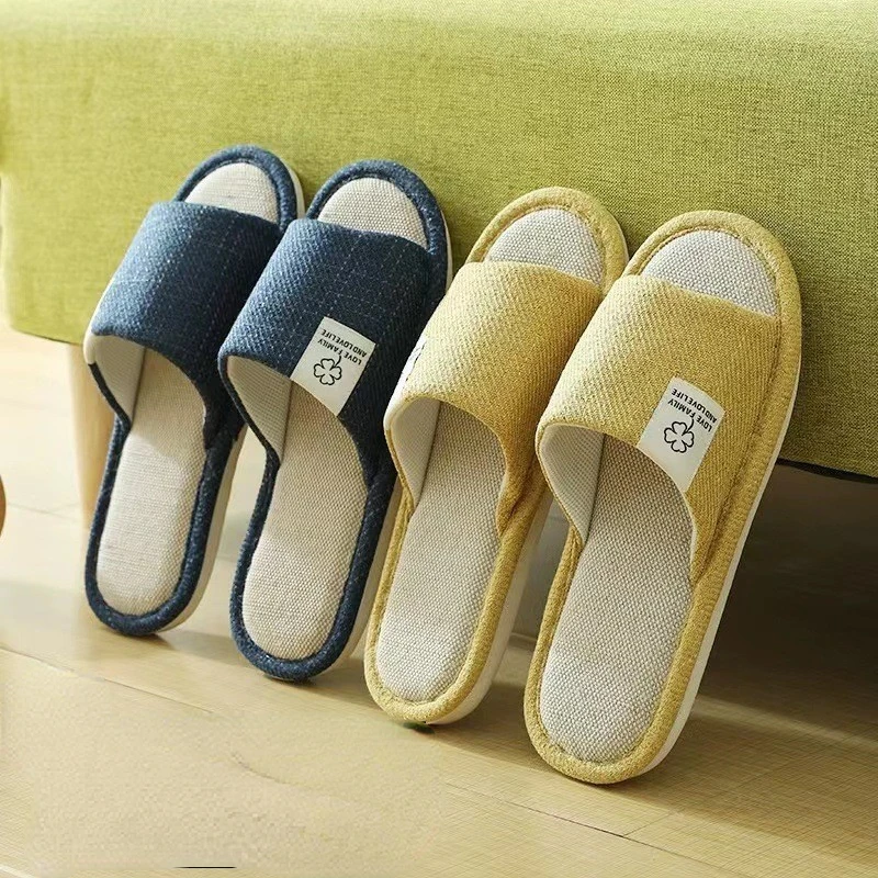 

Women Indoor Slippers Corduroy Floor Flat Shoes Comfort Anti-slip Home Flax Linen Slipper Unisex Woman Men House Cotton Slides