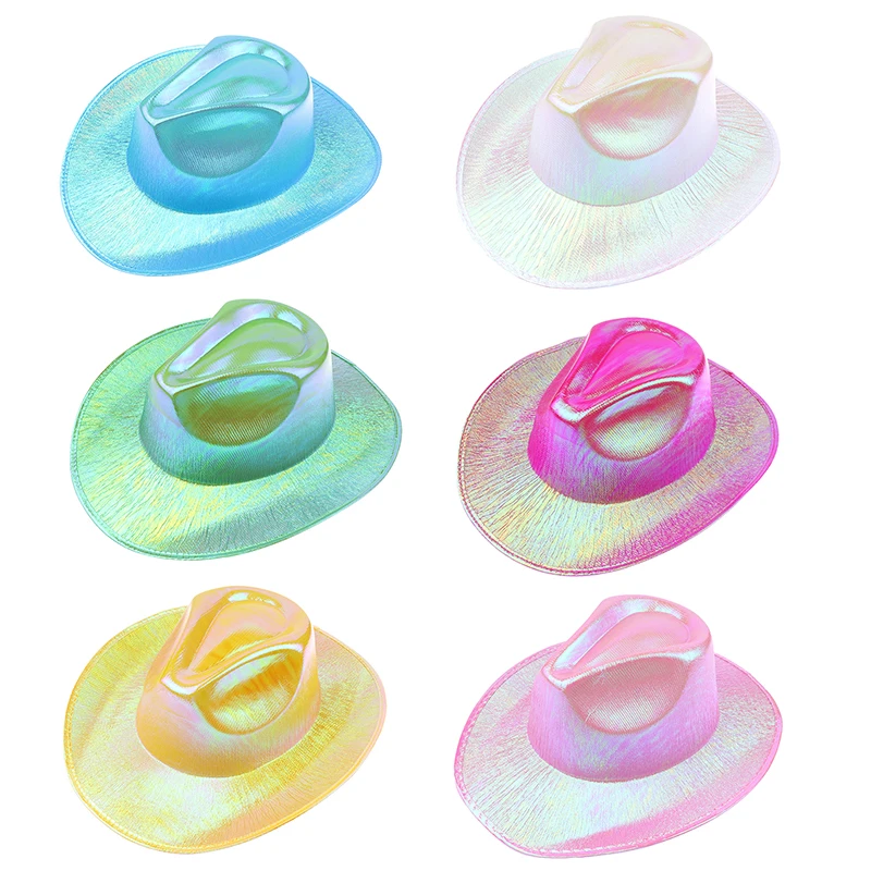 

Western Fantasy Cowboy Hat Bachelorette Carnival Party Six Color Large Brim Shaped Hat Fluorescent Cowboy Hat