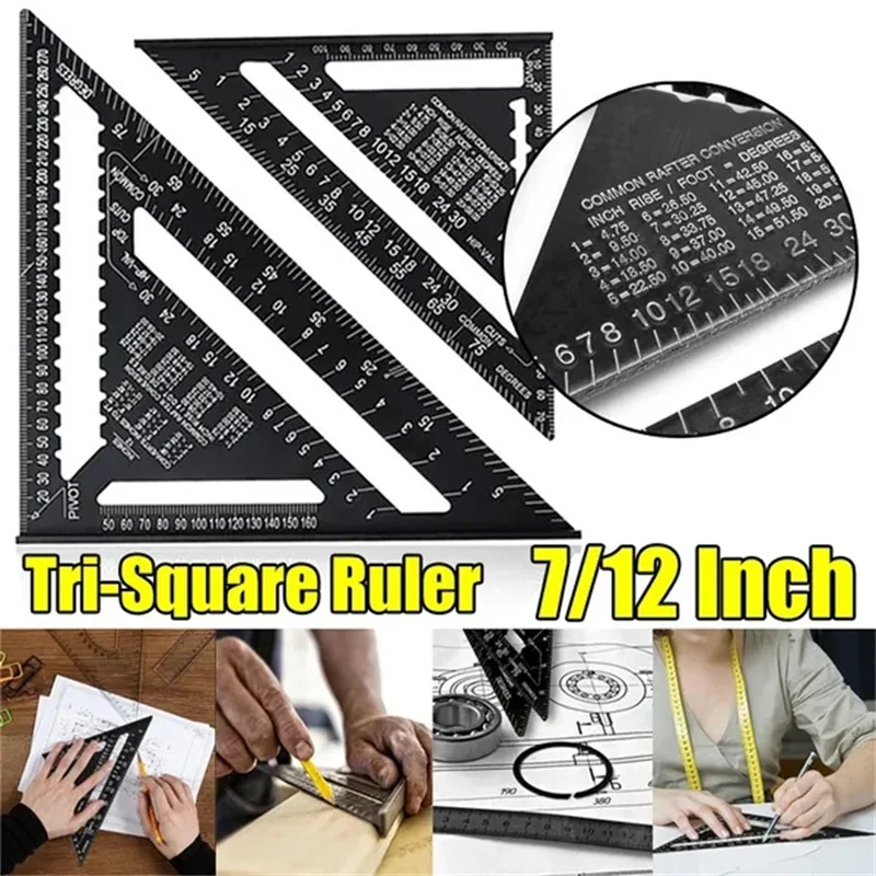 

Metric Triangular Protractor Aluminum Alloy Triangle Square Ruler Angle Protractor Ruler Woodworking Carpenter Measuring Tool
