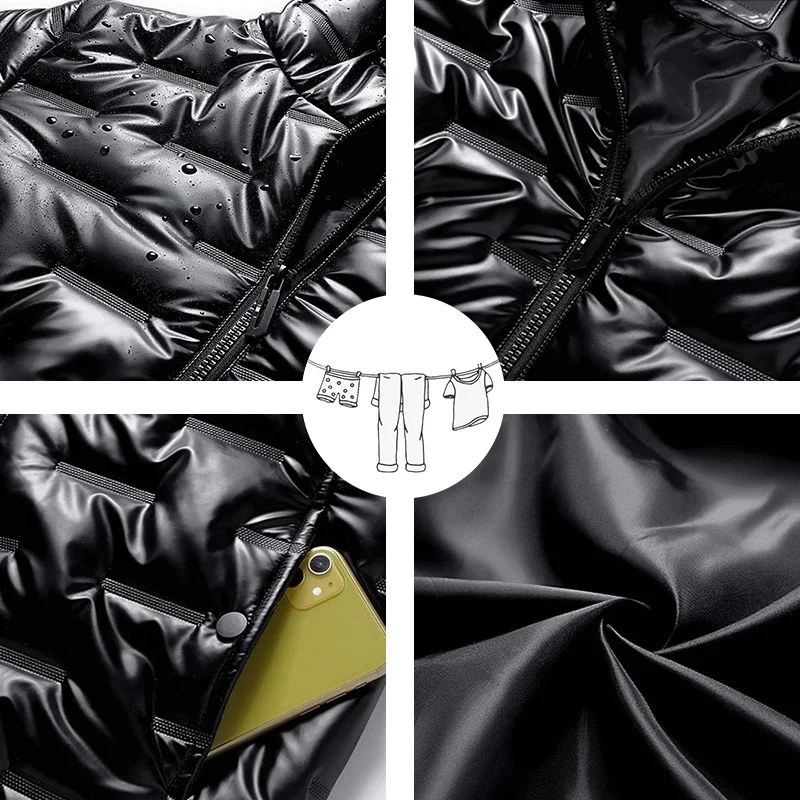 2022 Autumn Bubble Padded Clothes Winter Jackets Men Bright Parka Thickened Warm Silver Waterproof Jackets Men Down Coats S-6Xl