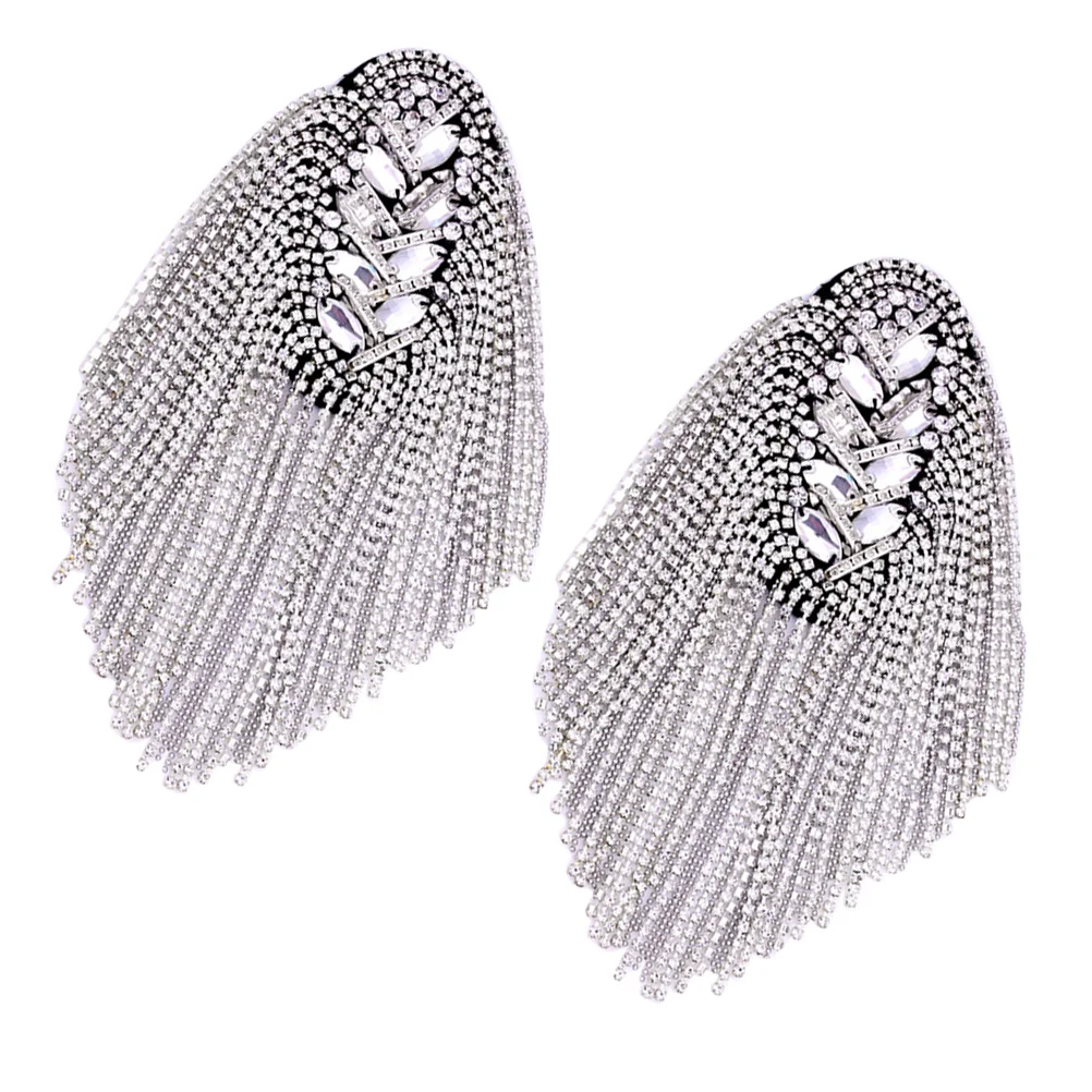 

Shoulder Tassel Epaulets Epaulet Badge Epaulettes Fringe Men Costume Rhinestone Accessories Boards Rivet Women Uniform Brooch