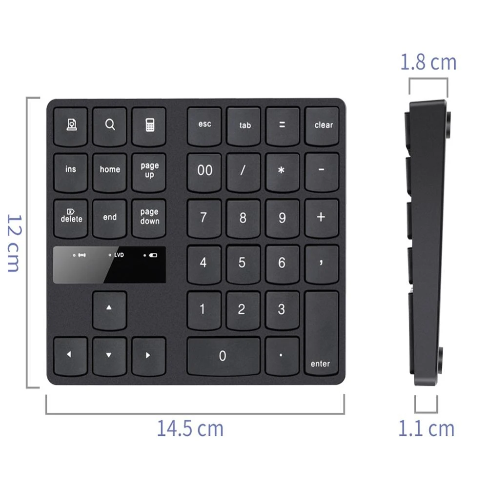 2.4g Wireless Digital Keyboard Charging 35 Keys Buttons Multimedia Medium Number Keypad USB Receiver Plug Rechargeable Numpad |